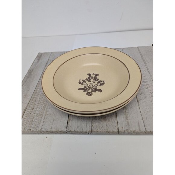 Set of 2 Pfaltzgraff Village Tan Soup Bowl 12 USA 8 3/4" wide Rimmed - Picture 1 of 6